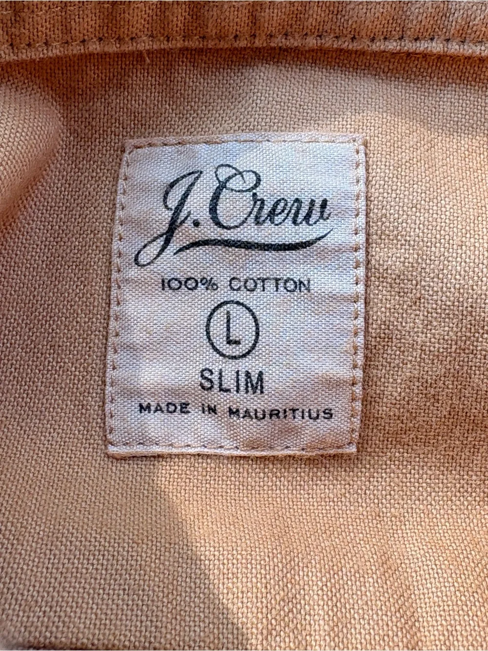 Men’s J. Crew Golden Tan Cotton Long Sleeve Button Down Shirt Size Large Slim